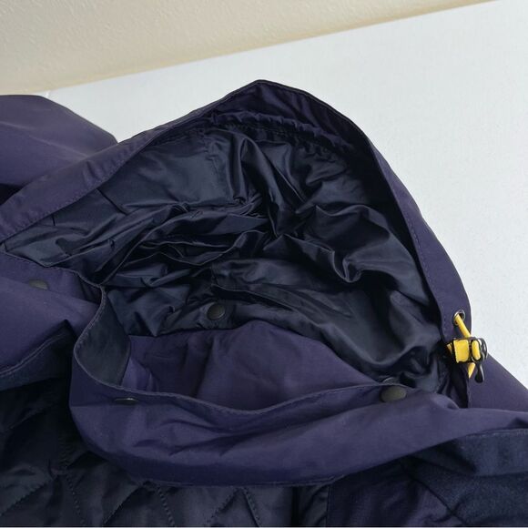 Lands End Aquacheck Thermolite Zip Front Hooded Navy Jacket Coat Men Large 42 44 - Picture 8 of 16